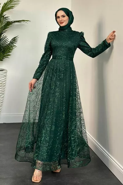 Очарование блясък вечерна рокля изумруд