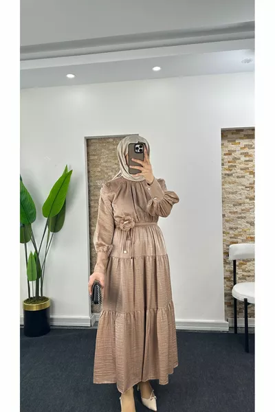 Дълга рокля за хиджаб с колан