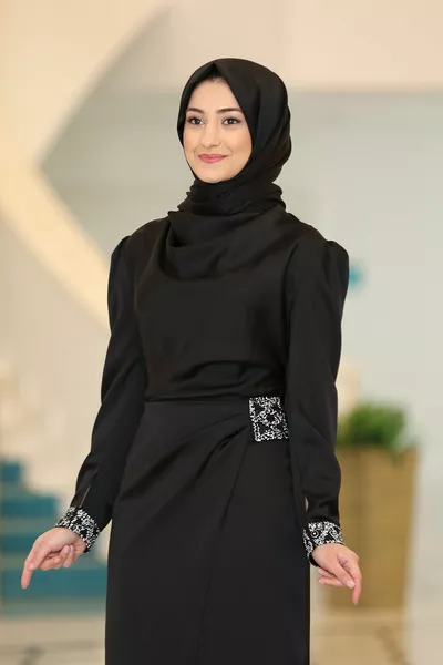 Tuana Satin Hijab Evening Dresses