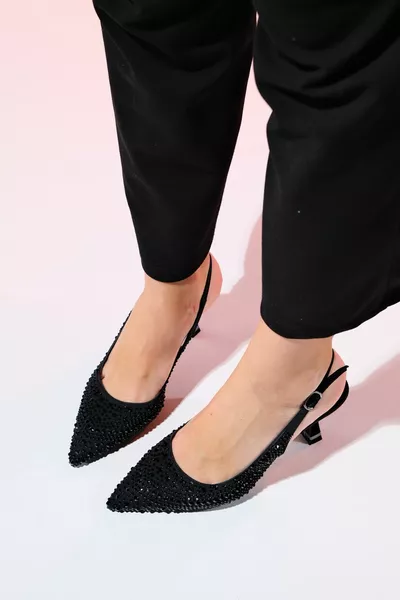 JUAN Черный Атлас Камень Женские Вечерние Туфли