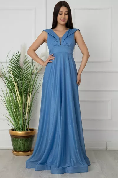 فستان سهرة طويل من التول اللامع 