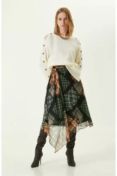 Зелена шифонова миди пола