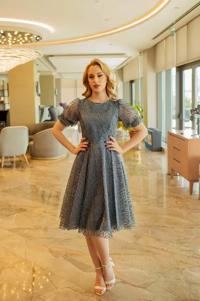 Robe de soirée courte à paillettes Grey Balloon