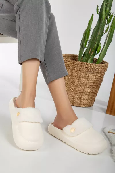 Eva Soled Soft Silent Pelliccia Staccabile Pantofole Invernali