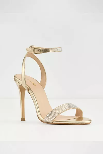 MOUDE-TR - صنادل نسائية ذهبية بكعب عال