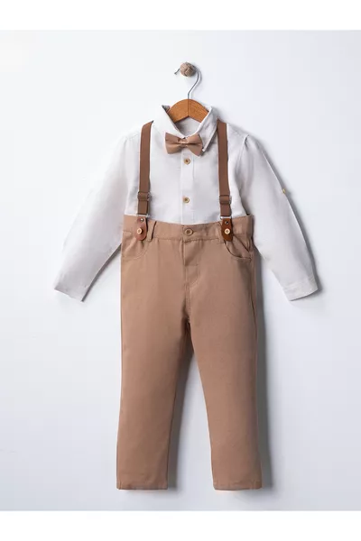 Baby & Kids Overall Set Pants Linen Shirt Bow Tie
