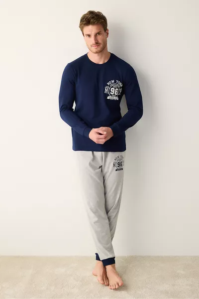 طقم بيجاما بنطلون ملون نيويورك