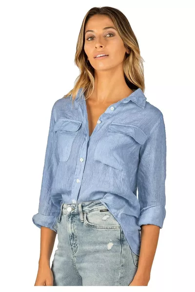 Риза от лен с леко свободна кройка