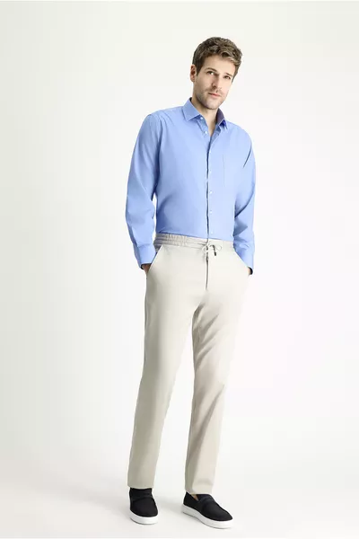 Рубашка с длинным рукавом, обычного кроя, из хлопка, не требующая глажки