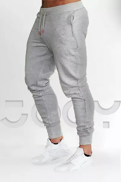 بدلة رياضية رجالية من القطن الأسود والرمادي، طقم من قطعتين