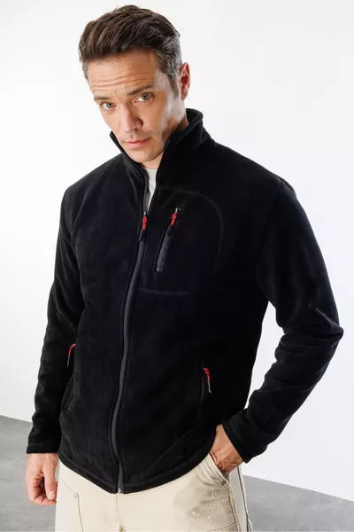 Men's Full-Zip Fleece Jacket with 3 Pockets Outdoor Tactical Fleece