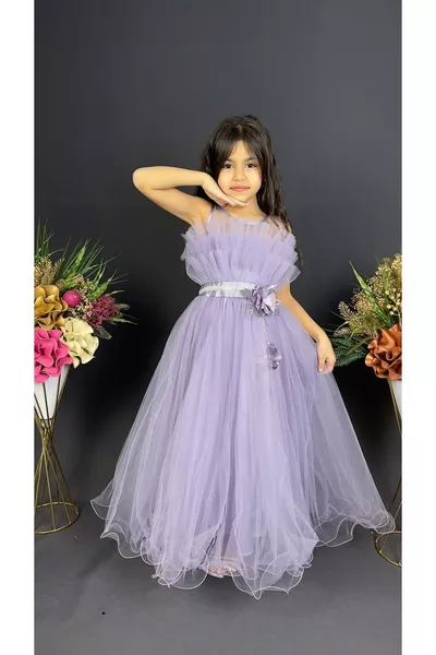 Girl's Dress Layered Special Occasion Party Dress  Lilac