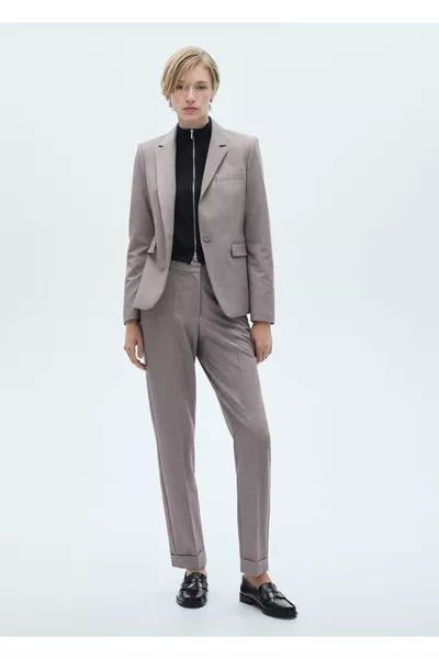 Straight-cut fabric trousers