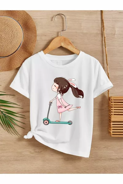 T-shirt pour enfants en coton imprimé, coupe confortable unisexe