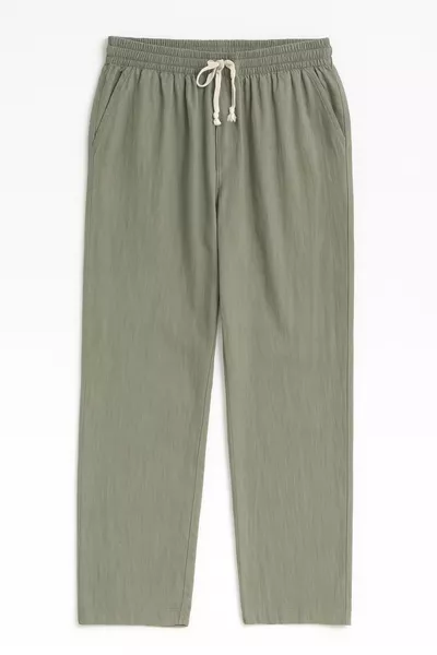 Luxe Herren Baggy Leinen-Mischung Bequeme Hose Weites Bein Neue Kollektion