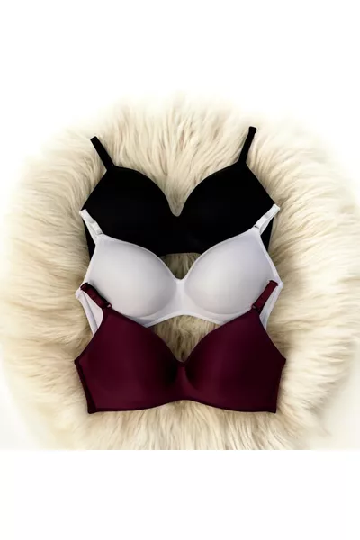 مجموعة صدرية نسائية لوتس بدون حشوة وبدون سلك، ثلاث قطع