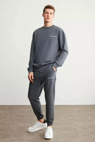 سروال رياضي رجالي كومفورت دار رمادي داكن