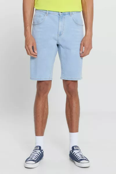 Herren Hellblaue Slim Fit Eng Geschnittene Baumwoll-Dehnen Denim-Shorts