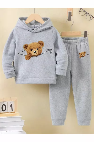 ZIP-UP PRINTED UNISEX COTTON CHILDREN'S SET TOP AND BOTTOM CODE: