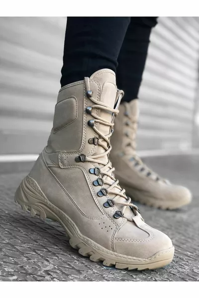 Удобная подошва на шнуровке кремового стиля мужские военные почтовые сапоги MHN 