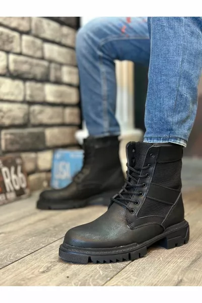  Черные мужские спортивные ботинки на шнуровке