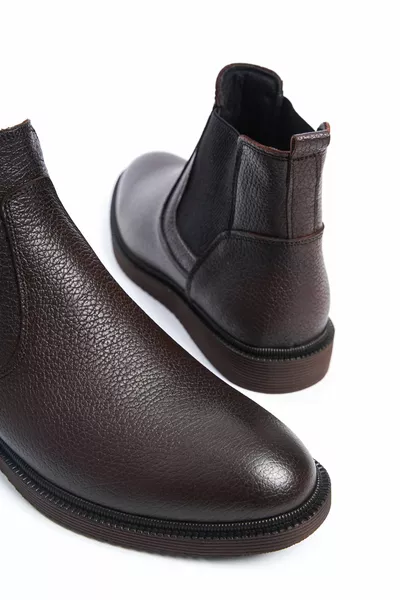 أحذية رجالية كلاسيكية مطاطية من جلد طبيعي