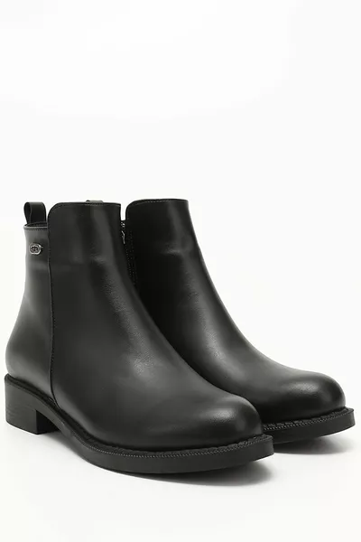 أسود الجبهة جولة اصبع القدم الكعب بسحاب المرأة أحذية كاجوال 