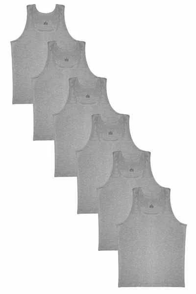 Gris Maillot de corps peigné pour hommes Lot de 6 coton