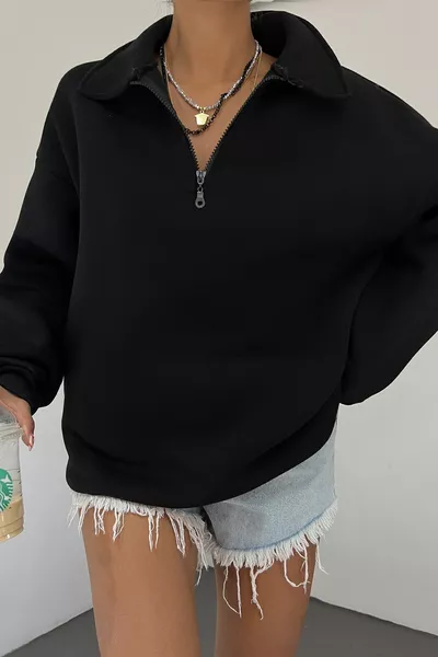 المرأة السوداء بولو طوق كبير الحجم 3 الموضوع أثيرت قميص من النوع الثقيل