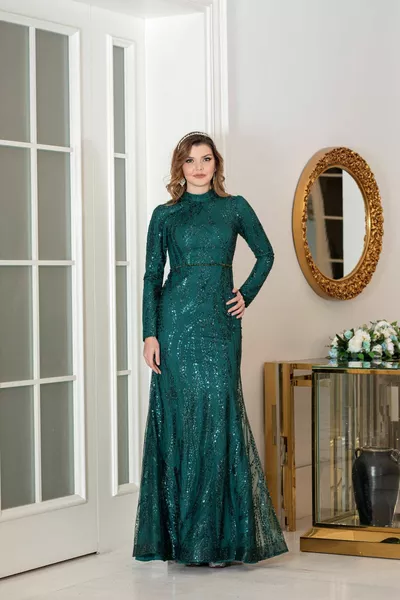 Блестящи хиджаб вечерни рокли