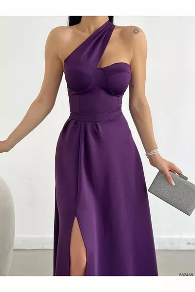 Robe élégante à fente profonde à bretelles croisées simples pour femmes