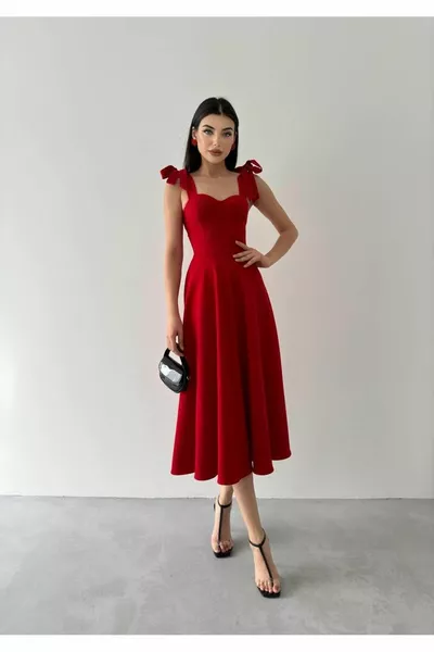 المرأة اللباس ميدي أطلس سميكة حزام سندريلا