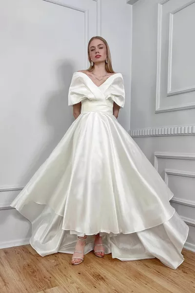 Лодочка Шея Спина Хвост Миди Длина Вечернее Платье