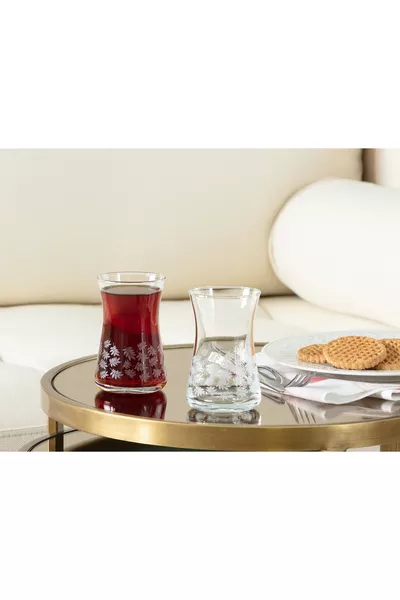 طقم 6 أكواب شاي إسبيرانزا-أوراق بيضاء