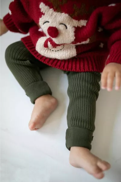 Ballerikizler Button Detailed Ribbed Knit Leggings