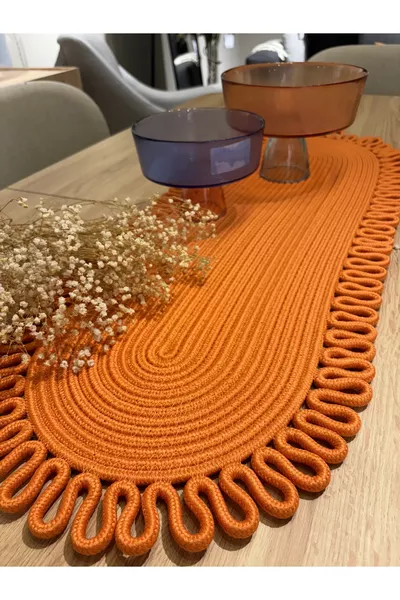 Orange Galaxy Natural Jute, Patterned, Woven, Placemat, Table, Coffee Table Cover Runner. 
