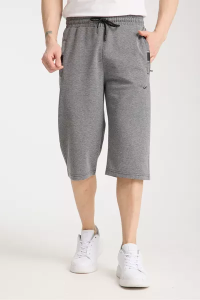 Shorts longs pour hommes en anthracite avec poches latérales et arrière, longueur genou, taille ajustable