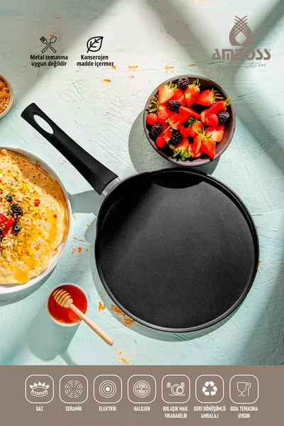 Mocca  Cm Titanyum Kaplam Krep Tavası - Yanmaz Ve Yapışmaz Krep Tavası