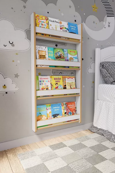 Montessori 4-Shelf Children's Bookshelf * Cm White