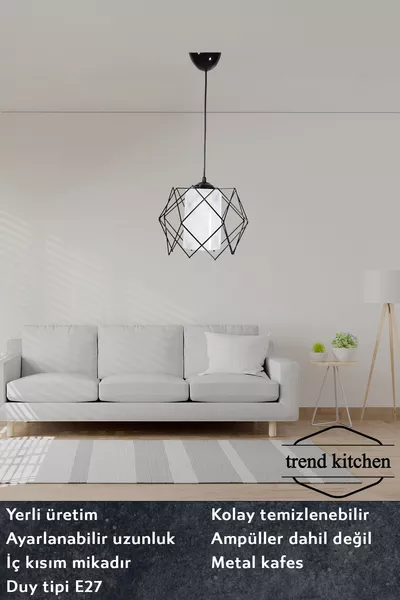 Trend White Glass One Kitchen, Entrance, Hallway, Living Room, Lounge Pendant Chandelier