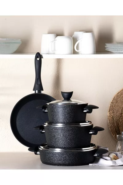 Titanium 7-Piece Cookware Set Noir - Black