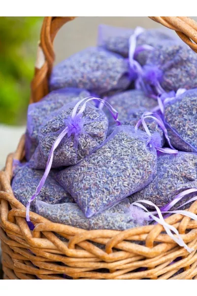 Lavender Sachet Tulle Dried Lavender 5 Pieces - Insect and Moth Repellent Closet Fragrance (Strong Scent)