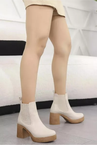 Feles عالية سميكة المطاط الوحيد 9 سم أحذية نسائية مطاطية BEIGE