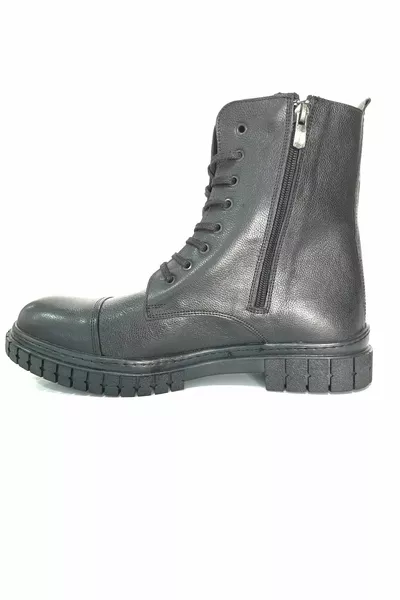 الجيش جلد طبيعي سستة أسود الرجال الأحذية البريدية