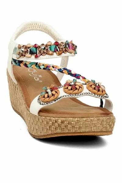 -1 Sandales Femme avec Pierres Blanches