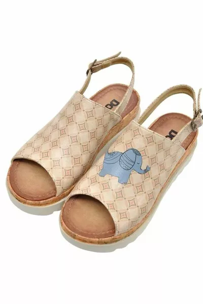 Women's Vegan Leather Beige Thick Sole Sandals - Luck Design