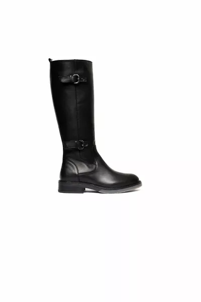 Bottes en cuir véritable noir pour femmes 