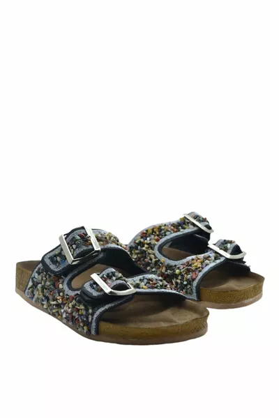 Ciabatte da donna in pietra naturale con doppia fibbia in pietra marina