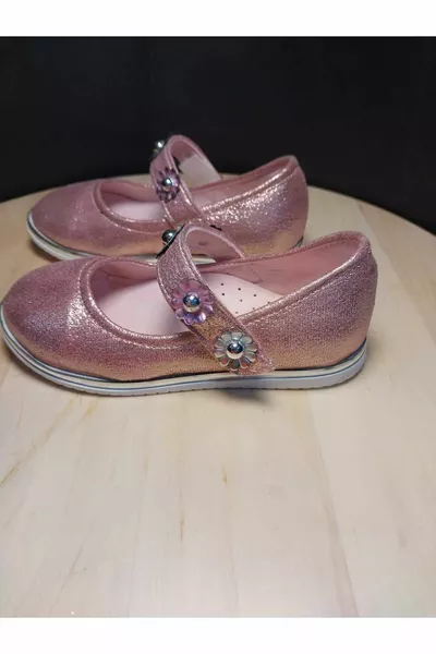 Флорални велкро балетки Fuchsia