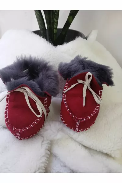 Chaussons Bébé Fourrure Cuir d’agneau véritable